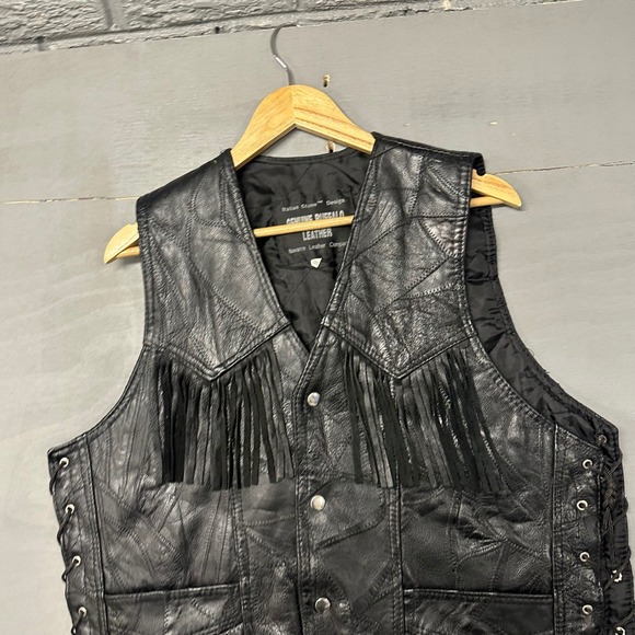 Navarre Leather Company Jackets & Blazers - Navarre Leather Company Genuine Buffalo Leather Vest Motorcycle Biker Fringe XL